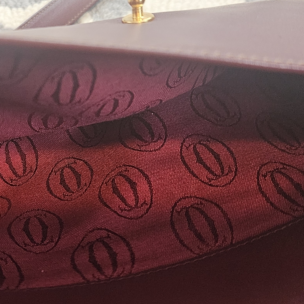 EVC Cartier Burgundy Leather Lrg Satchel Bag - Must De Cartier. Clean - Picture 10 of 10